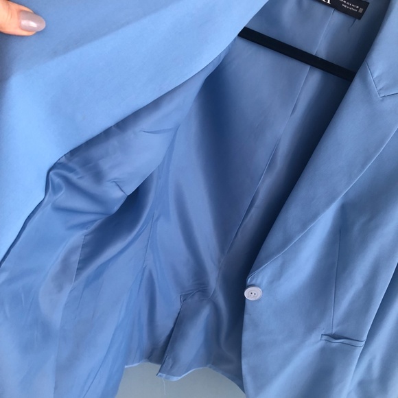 Zara baby blue single breasted suit jacket Blazer -size 8 - Picture 2 of 4